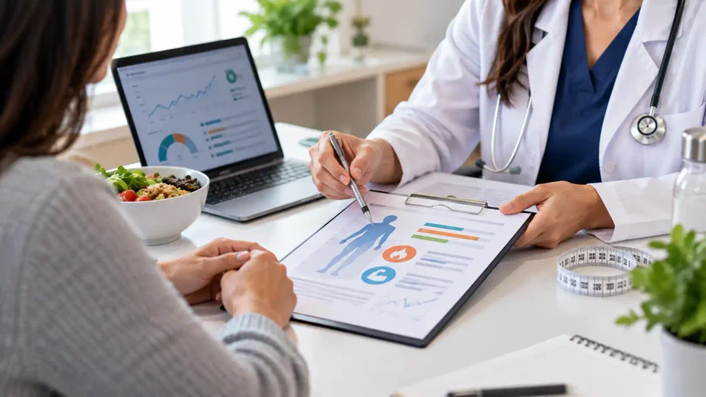 Healthcare provider reviewing metabolic health assessment results